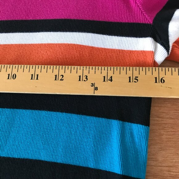 Lauren Ralph Lauren Top Women XL Blue White Striped Button Snap Accent Preppy - Picture 8 of 11